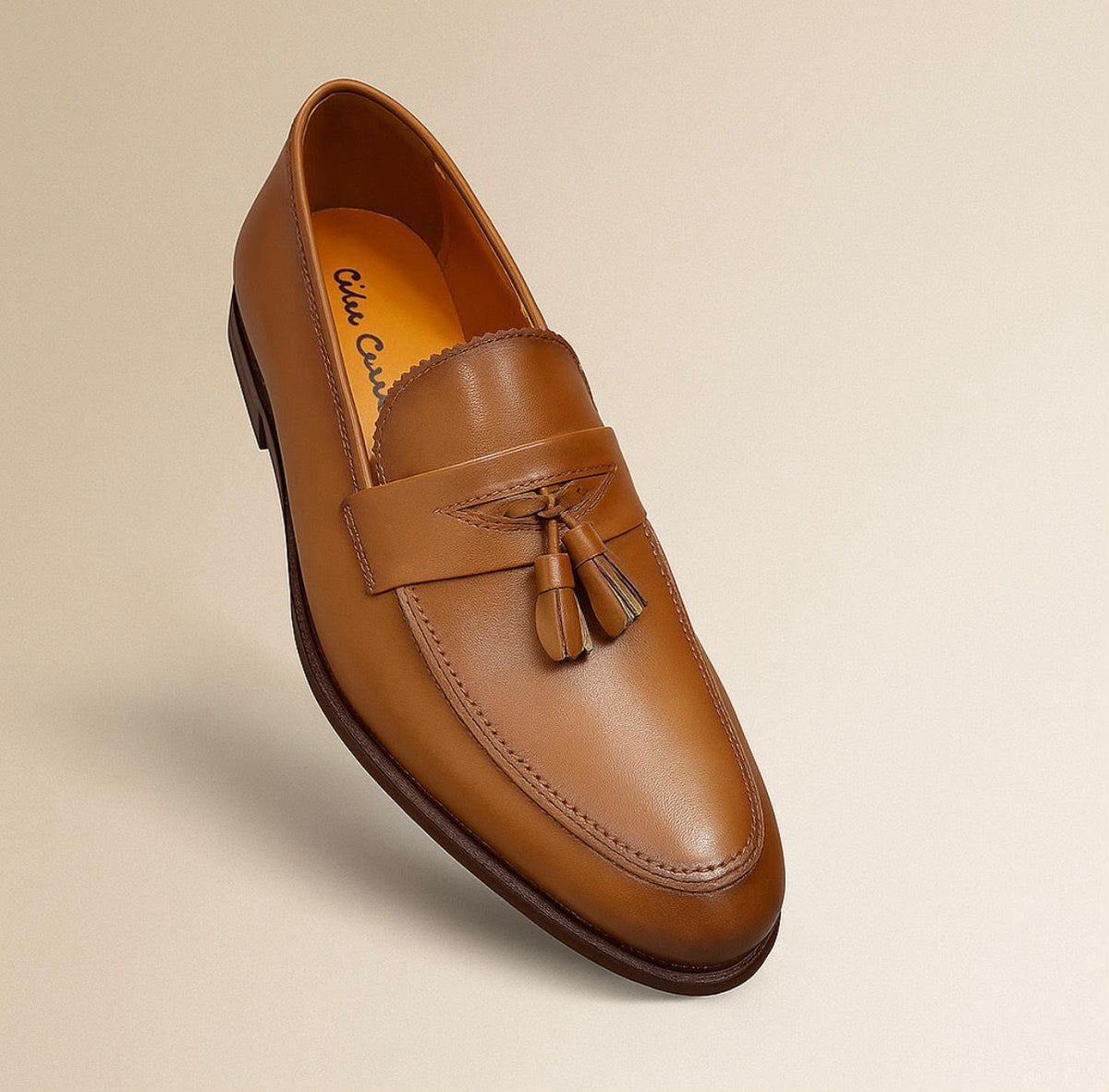 Mocassin à pampilles en cuir véritable, Qualité supérieure